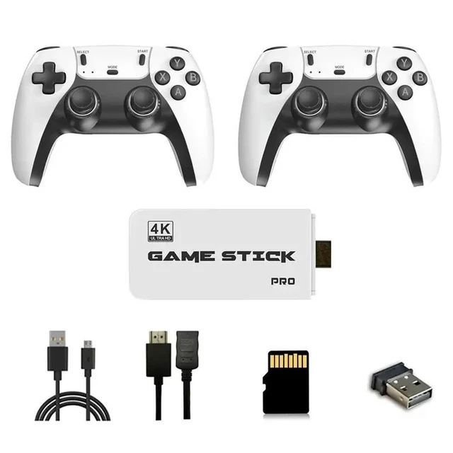 Alt view image 4 of 6 - M15 Game Console 4K HD Output 2.4G Dual Controllers 23 Emulators 64GB TF Card Video Game Stick Game Pads
