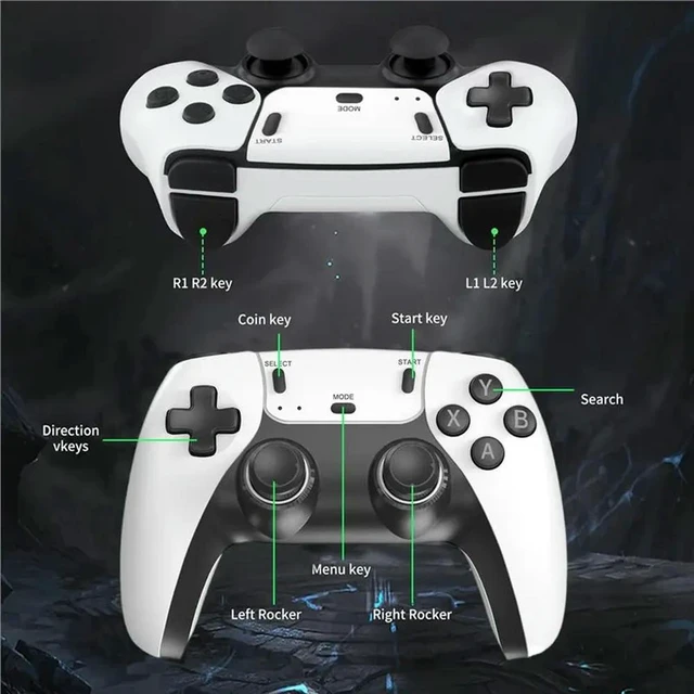 Alt view image 5 of 6 - M15 Game Console 4K HD Output 2.4G Dual Controllers 23 Emulators 64GB TF Card Video Game Stick Game Pads