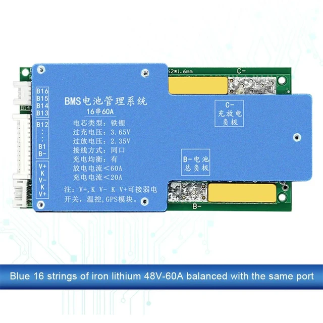 Alt view image 4 of 6 - 16S 48V 60A Lithium Protection Board Same Port Active Equalizer Module Temperature Control Management System