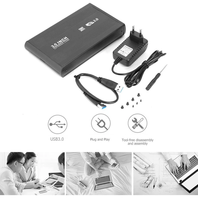 Alt view image 9 of 12 - 3.5 inch Hard Disk Case SATA To USB3.0 Aluminum Alloy HDD Case External Hard Drive Enclosure With USB Cable For Computer Laptop(B)