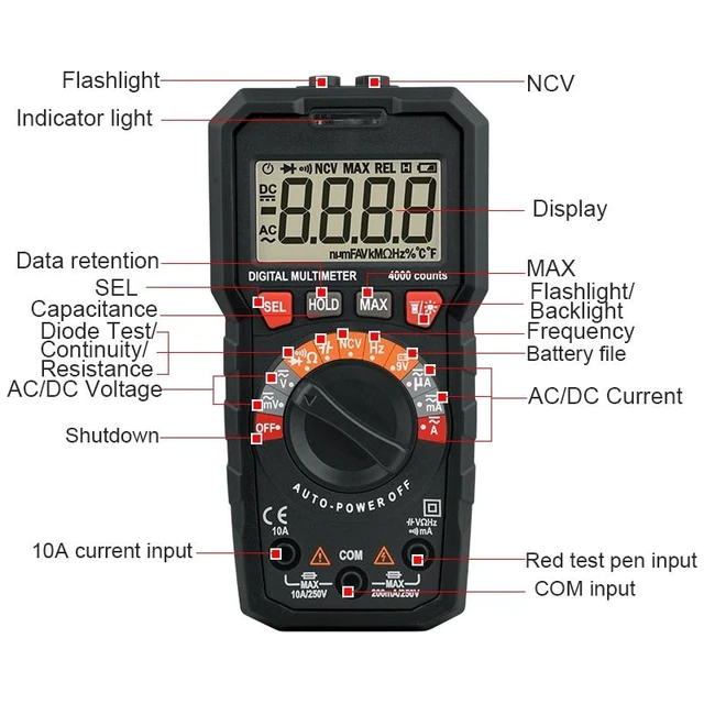 Alt view image 9 of 12 - Automotive Multimeter Esr Tester Voltmeter Digital Tools Electrician Voltage Indicator Multimeters Multitester Meter Ammeter