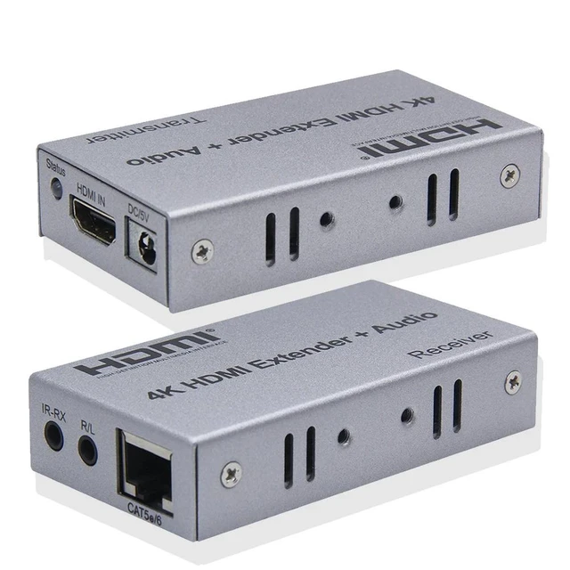 Alt view image 7 of 12 - 4K 100M HDMI Extender with Audio Extractor out over Rj45 Cat5e/6 cable HDMI Ethernet Extender Audio Video Transmitter Receiver(EU Plug)
(NO Audio)