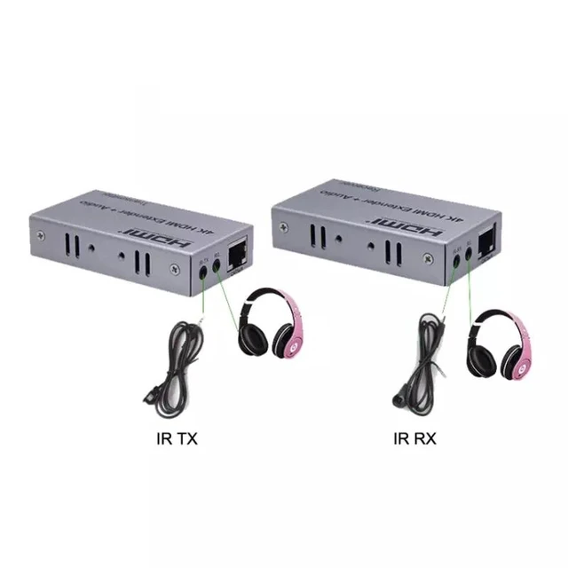 Alt view image 9 of 12 - 4K 100M HDMI Extender with Audio Extractor out over Rj45 Cat5e/6 cable HDMI Ethernet Extender Audio Video Transmitter Receiver(EU Plug)
(NO Audio)