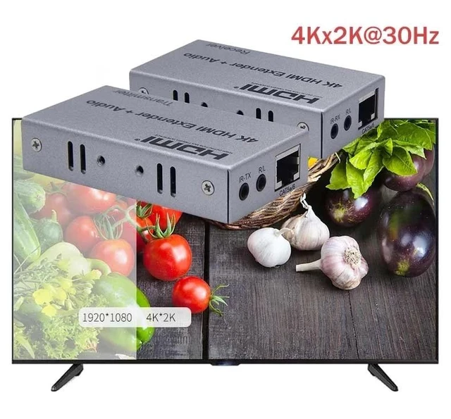 Alt view image 10 of 12 - 4K 100M HDMI Extender with Audio Extractor out over Rj45 Cat5e/6 cable HDMI Ethernet Extender Audio Video Transmitter Receiver(EU Plug)
(NO Audio)