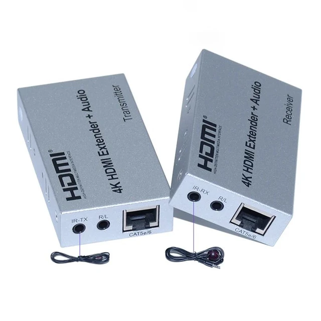 Alt view image 11 of 12 - 4K 100M HDMI Extender with Audio Extractor out over Rj45 Cat5e/6 cable HDMI Ethernet Extender Audio Video Transmitter Receiver(EU Plug)
(NO Audio)