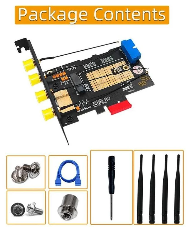 Alt view image 12 of 13 - M.2 Wifi Module to PCIE X1 / USB 3.0 Expansion Card 4 Antennas NANO SIM Slot NGFF B Key for 30x42/52 3G 4G 5G M2 Wireless Module