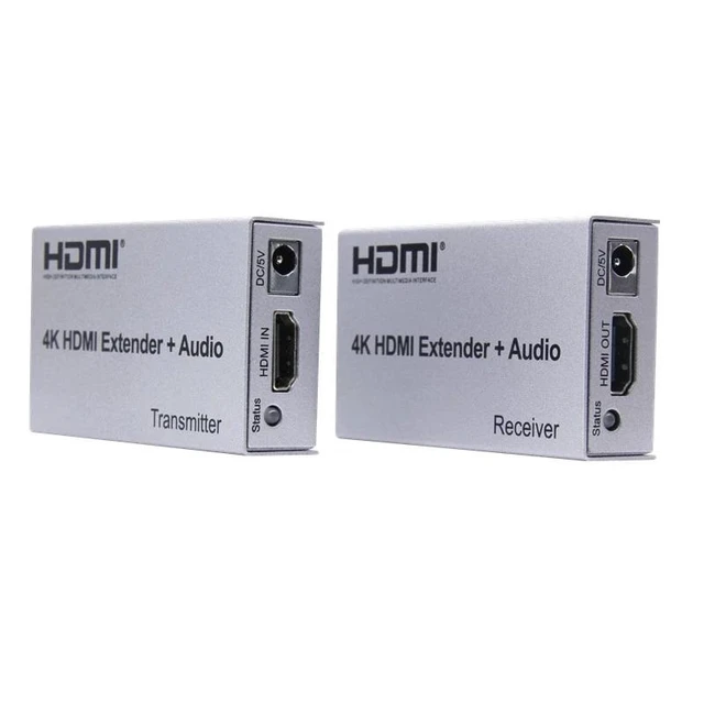 Alt view image 12 of 12 - 4K 100M HDMI Extender with Audio Extractor out over Rj45 Cat5e/6 cable HDMI Ethernet Extender Audio Video Transmitter Receiver(EU Plug)
(NO Audio)