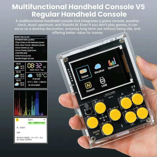Alt view image 5 of 6 - Handheld Gaming Console DIY Kit NES Console with 25 Pre-installed Games Supports SD Card Expansion LCD Screen Electronic DIY Kit