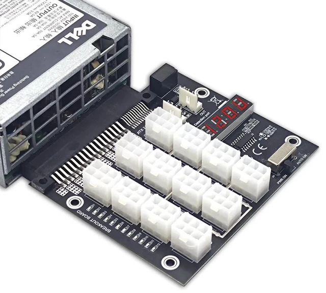 Alt view image 10 of 13 - Breakout Board for Dell PSU Server 750W 1100W 2000W Power Converter Board GPU Server Power Supply Board for Bitcoin Miner Mining