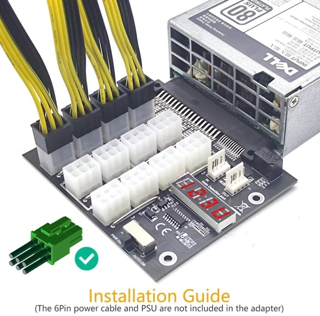 Alt view image 11 of 13 - Breakout Board for Dell PSU Server 750W 1100W 2000W Power Converter Board GPU Server Power Supply Board for Bitcoin Miner Mining