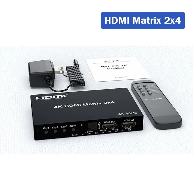 Alt view image 7 of 12 - 4K HDMI True Matrix Switcher 4x2 2x4 2x2 Matrix HDMI Switch Splitter 2 In 4 Out with Optical & R/L Audio Extractor Dolby HDCP2.2(With UK Plug)
(Matrix 2x4)
