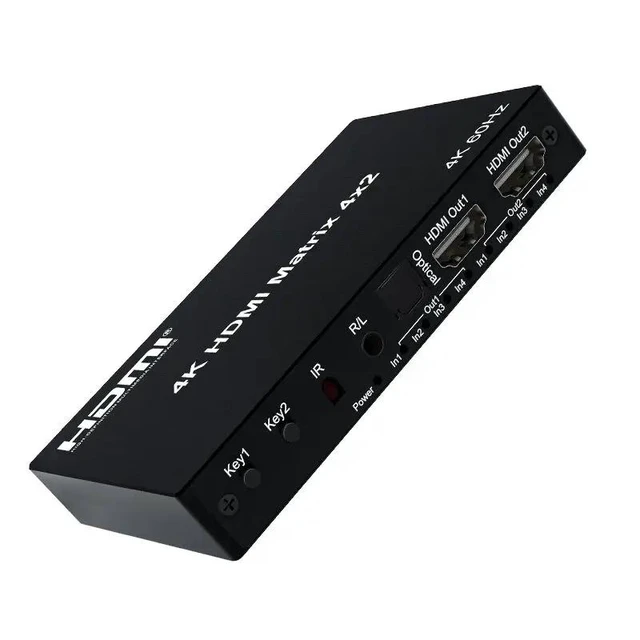 Alt view image 12 of 12 - 4K HDMI True Matrix Switcher 4x2 2x4 2x2 Matrix HDMI Switch Splitter 2 In 4 Out with Optical & R/L Audio Extractor Dolby HDCP2.2(With UK Plug)
(Matrix 2x4)