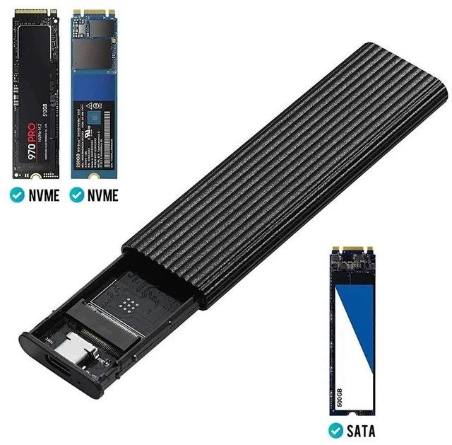 Alt view image 10 of 12 - M.2 SSD to USB 3.1 Enclosure M.2 NVME PCIE/NGFF SATA NVME Case Kit with OTG Adapter 10Gbps Dual Protocol Type-C Box(Red)