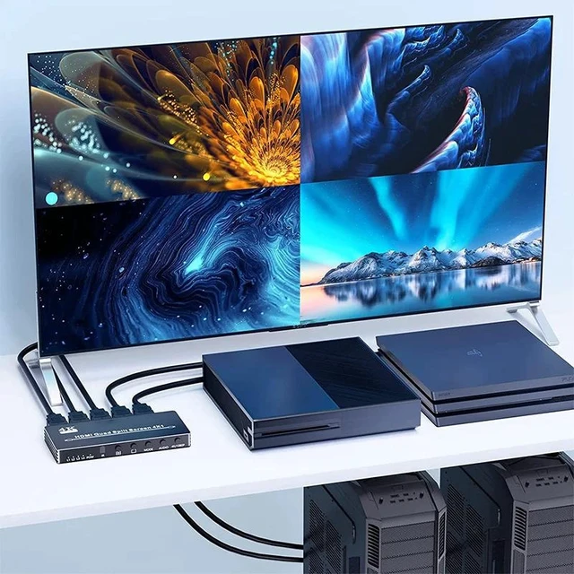 Alt view image 10 of 12 - 4K HDMI Quad Multiviewer 4x1 1080P HDMI Screen Multi-Viewer Seamless Switcher 4 in 1 out Screen Segmentation Video Multiplexer(with AU Plug)
