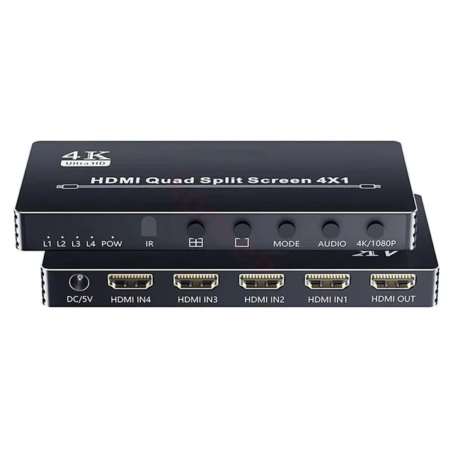 Alt view image 12 of 12 - 4K HDMI Quad Multiviewer 4x1 1080P HDMI Screen Multi-Viewer Seamless Switcher 4 in 1 out Screen Segmentation Video Multiplexer(with AU Plug)