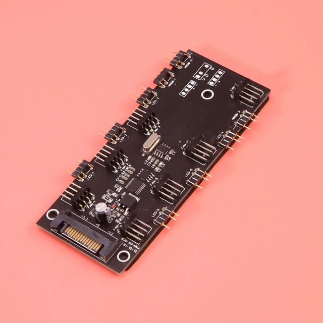Alt view image 12 of 12 - ARGB 5V Lighting+Fan Hub PWM One-Piece Controller SATA Power Supply for 4Pin 3Pin Computer Case Fan,with Remote Control