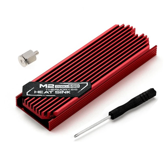 Alt view image 7 of 12 - Ultrathin M.2 SSD Heat Sink M2 2280 Solid State Hard Disk Aluminum Heatsink Cooler Cooling Thermal Pad Red