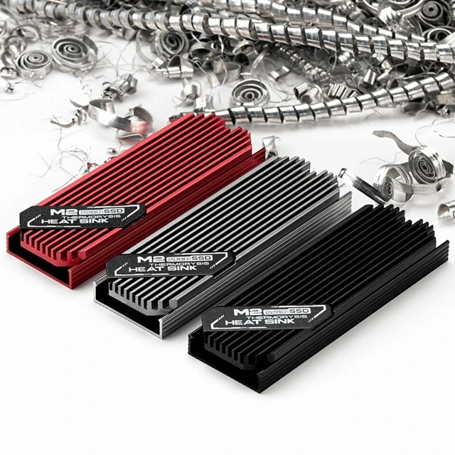 Alt view image 9 of 12 - Ultrathin M.2 SSD Heat Sink M2 2280 Solid State Hard Disk Aluminum Heatsink Cooler Cooling Thermal Pad Red