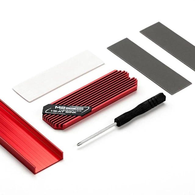 Alt view image 10 of 12 - Ultrathin M.2 SSD Heat Sink M2 2280 Solid State Hard Disk Aluminum Heatsink Cooler Cooling Thermal Pad Red