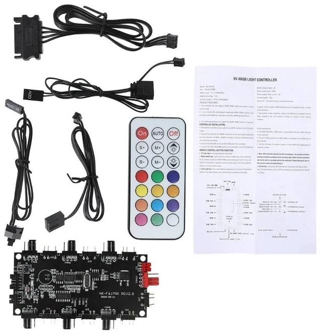 Alt view image 2 of 2 - 5V RGB Remote Controller & PWM Magnetic Hub 8 Ports ARGB RGBW Wireless Remote