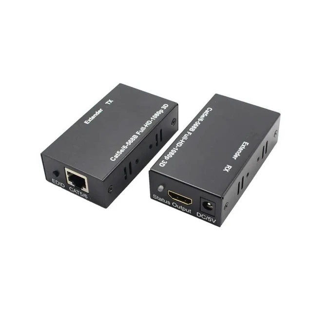 Alt view image 9 of 12 - 60M HDMI-compatible Extender Cat5e Cat 6 Ethernet IP TCP signal HD to Lan Converter 1080p 4D Transmitter Receiver TX RXLength: 80 m(usb cable)
Color: White (dual power)