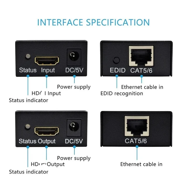 Alt view image 11 of 12 - 60M HDMI-compatible Extender Cat5e Cat 6 Ethernet IP TCP signal HD to Lan Converter 1080p 4D Transmitter Receiver TX RXLength: 80 m(usb cable)
Color: White (dual power)
