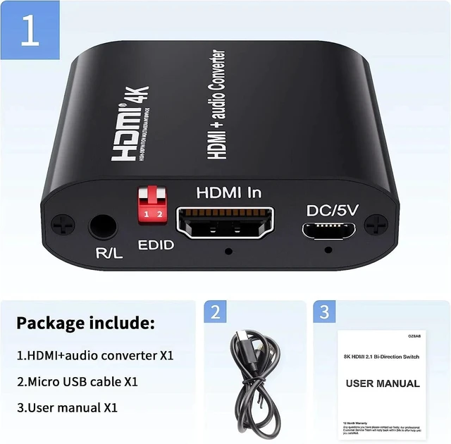 Alt view image 12 of 13 - 4K HDMI Audio Extractor Splitter HDMI Coaxial Audio Converter HDMI to HDMI Digital Audio for PS4 HDTV Monitor