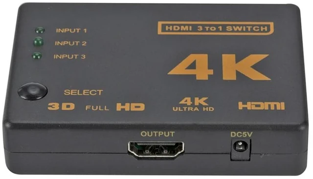 Alt view image 6 of 10 - 3x1 HDMI-Compatible Switch Splitter 3 Input 1 Output 4K HDMI Switcher Adapter 3 Port HDMI Cable Hub for Xbox DVD HDTV PC Laptop