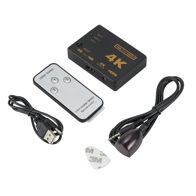 Alt view image 10 of 10 - 3x1 HDMI-Compatible Switch Splitter 3 Input 1 Output 4K HDMI Switcher Adapter 3 Port HDMI Cable Hub for Xbox DVD HDTV PC Laptop