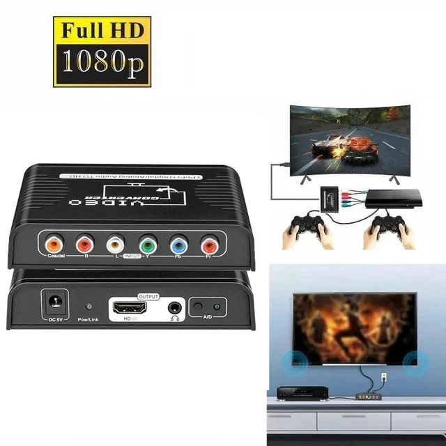 Alt view image 8 of 12 - Ypbpr Component to HDMI Converter 1080P 5 RCA Ypbpr Component to HDMI Video Audio Converter Adapter for PS2 DVD Wii TV Monitor
