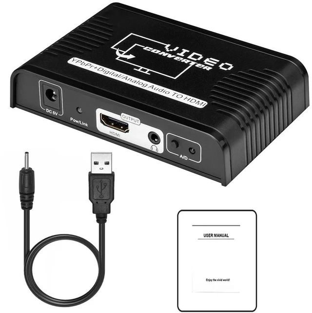Alt view image 12 of 12 - Ypbpr Component to HDMI Converter 1080P 5 RCA Ypbpr Component to HDMI Video Audio Converter Adapter for PS2 DVD Wii TV Monitor