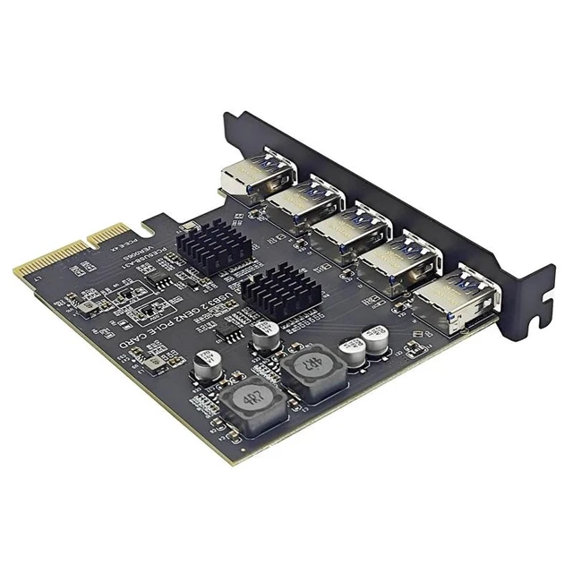 Alt view image 9 of 12 - PCIE USB Expansion Card 5 Ports USB3.1 PCI Express X4 Add On Cards PCI-E USB HUB Adapter USB3.2 Gen2 10Gbps for Desktop Computer