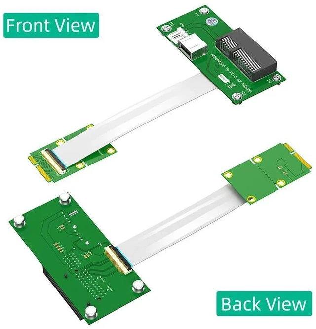 Alt view image 8 of 12 - Mini PCI-E to PCI Express X4 Slot + USB 2.0 Riser Board with FPC Extension Cable 4Pin Power Magnetic Pad Horizontal Installation