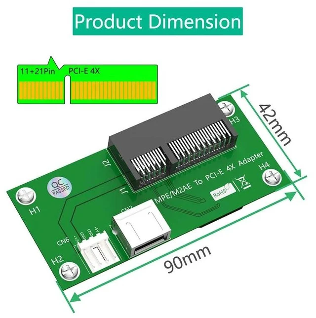 Alt view image 12 of 12 - Mini PCI-E to PCI Express X4 Slot + USB 2.0 Riser Board with FPC Extension Cable 4Pin Power Magnetic Pad Horizontal Installation