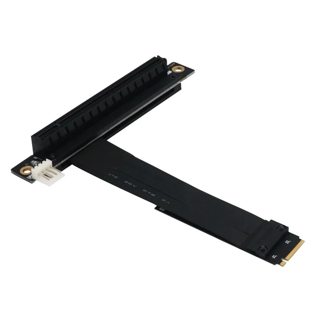 Alt view image 7 of 12 - Riser PCIE 16x To M2 M.2 NVMe Key-M 2230 2242 2260 2280 Riser Card 32G/bps Gen3.0 Cable PCI Express x16 Extender with Sata Power