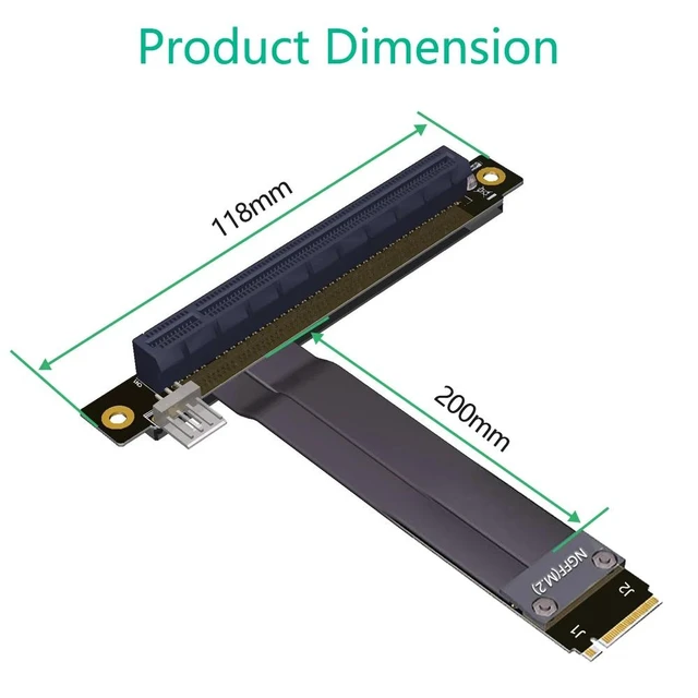 Alt view image 9 of 12 - Riser PCIE 16x To M2 M.2 NVMe Key-M 2230 2242 2260 2280 Riser Card 32G/bps Gen3.0 Cable PCI Express x16 Extender with Sata Power