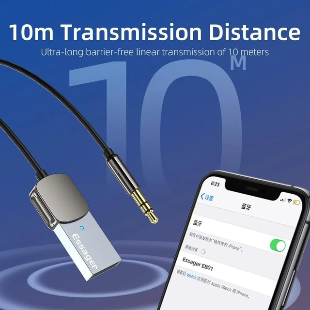 Alt view image 10 of 12 - Essager Bluetooth Aux Adapter Dongle USB To 3.5mm Jack Car Audio Aux Bluetooth 5.0 Handsfree Kit For Car Receiver BT transmitter