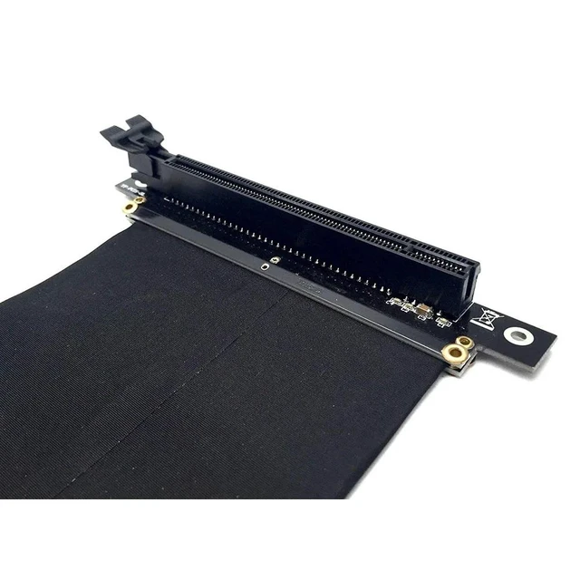 Alt view image 6 of 6 - L-shaped, 90 degrees PCI Express x16 to PCIE x16 Male to Female Graphics Card Riser PCI E PCIE3.0 PCI-E 16x Ribbon Extension Cable for Mining