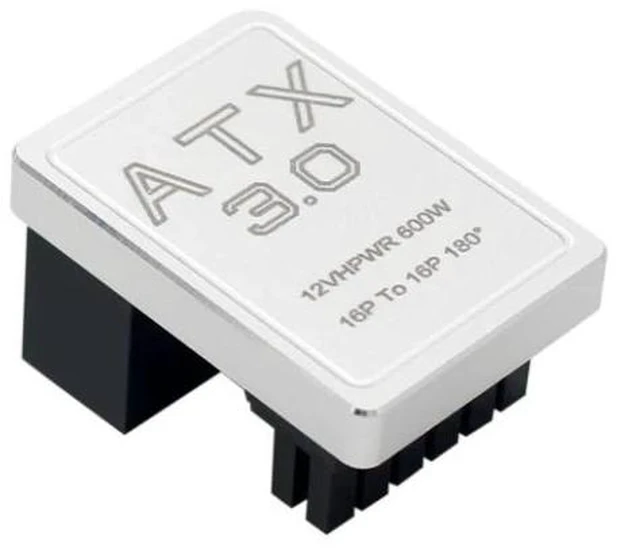 Alt view image 8 of 9 - PCIe5.0 Graphics Card ATX3.0 Power Adapter 12VHPWR 12+4 16Pin 600W Power Supply Adapter Male To Female 180 Degree Turn Connector(Sliver TYPE B)