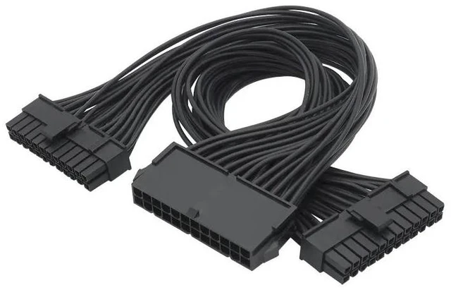 Alt view image 2 of 2 - Dual PSU Power Supply 24 pin ATX Motherboard Splitter Cable ATX Motherboard Extension Cable PSU Female to Male Y Adapter Cable