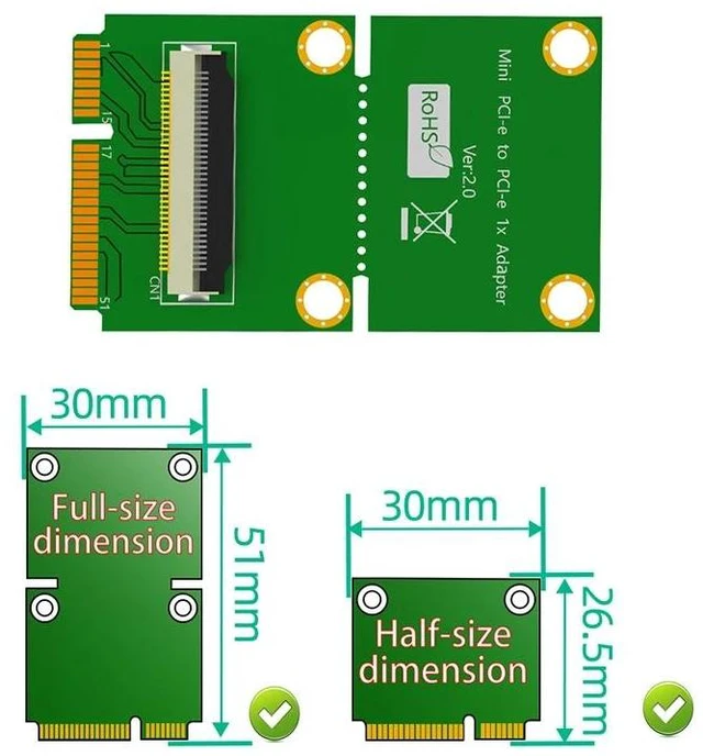 Alt view image 10 of 12 - Mini PCI-E to PCI Express X4 Slot + USB 2.0 Riser Board with FPC Extension Cable 4Pin Power Magnetic Pad Horizontal Installation