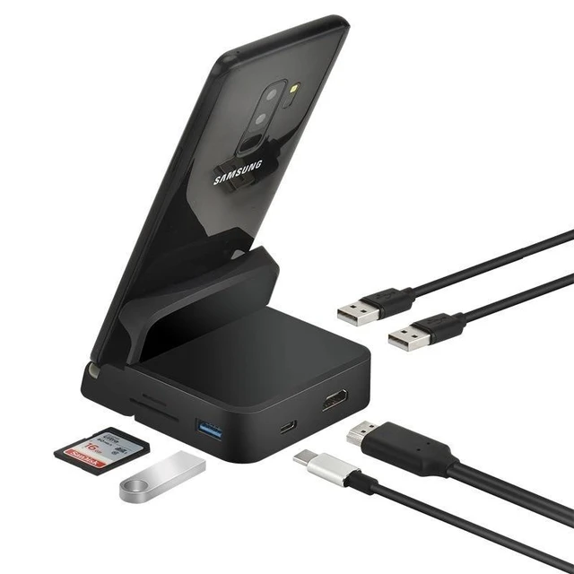 Alt view image 2 of 2 - 8 In 1 Type C HUB Docking Station Phone Stand Dex Pad Station USB C To HDMI-compatible Dock Power Charger Kit(Docking station)