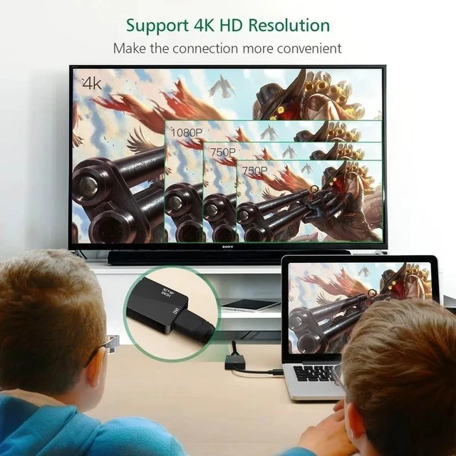 Alt view image 9 of 10 - Thunderbolt 2 Adapter 5K Mini Displayport to HDMI-compatible VGA DVI Video Converter for MacBook MacBook Pro iMac Surface proColor: Black (black)