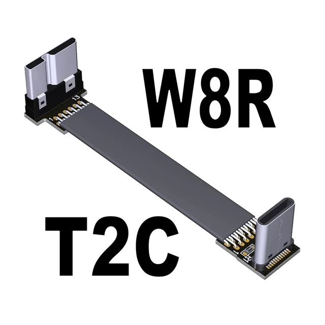Alt view image 2 of 2 - USB-C 3.0 Male to Male Adapter Cable Type-C to Micro-B Elbow Flat Data Extension Cable USB3.0 for Micro-USB HDD Enclosure 5G/bps(T2C-W8R)(15cm)
