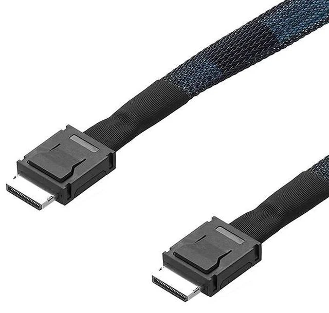 Alt view image 11 of 12 - Mini SAS Oculink SFF-8611 X4 to SFF-8611 X4 Cable 50cm High Speed PCI-E4.0 24Gbps SFF8611 to SFF8611 Male to Male NVME SSD Cable