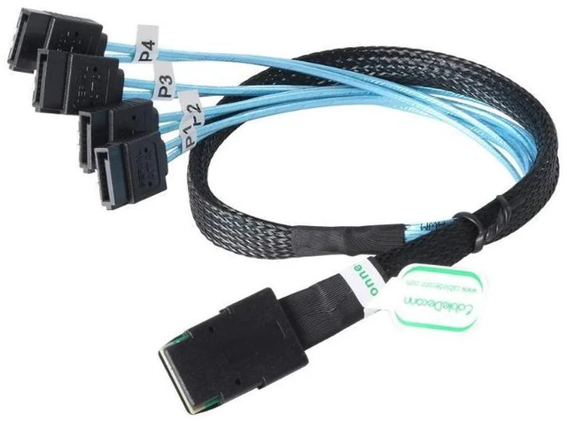 Alt view image 2 of 2 - SAS SATA Cable Mini-SAS SFF-8087 To 4 SATA Cable Mini SAS 4i SFF8087 36P To 4 SATA 7P Cable 12Gbps 50cm Hard Drive Data(0.5M)