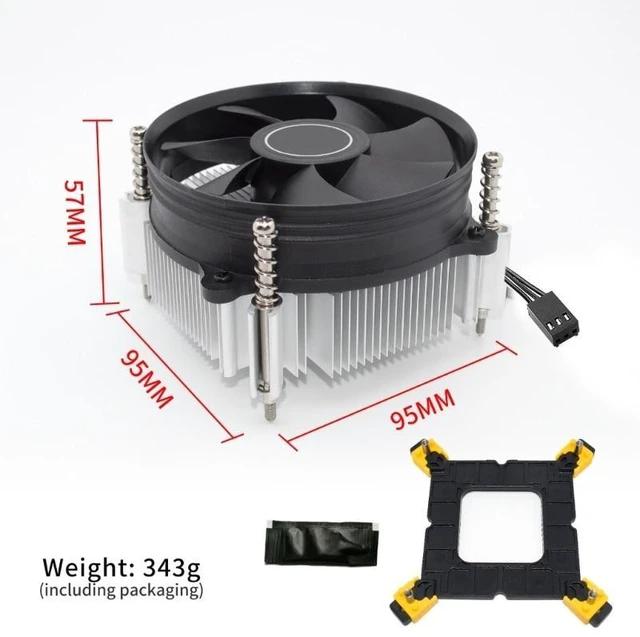Alt view image 11 of 12 - CPU Cooler Fan 9cm CPU Heatsink 2000RPM Cooling Radiator for LGA 115X 1200 1700 1356 1150 1151 1155 1156 1200 1700