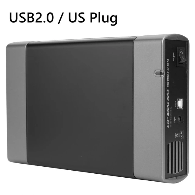 Alt view image 7 of 12 - 5.25inch External Hard Drive Case USB3.0/2.0 To SATA SSD HDD Hard Disk Box Support DVD 16 Speed 480Mbps Recording Hard Disk Case(USB 2.0 US Plug)