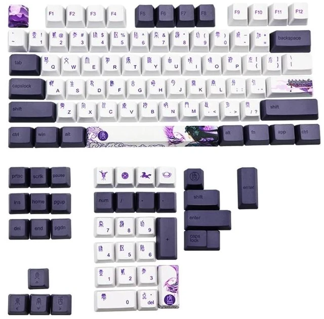 Alt view image 2 of 2 - 113 Keys Purple Datang Keycap PBT Sublimation Keyboard Keyca113 Keys Purple Datang Keycap PBT Sublimation Keyps OEM Profile GK61