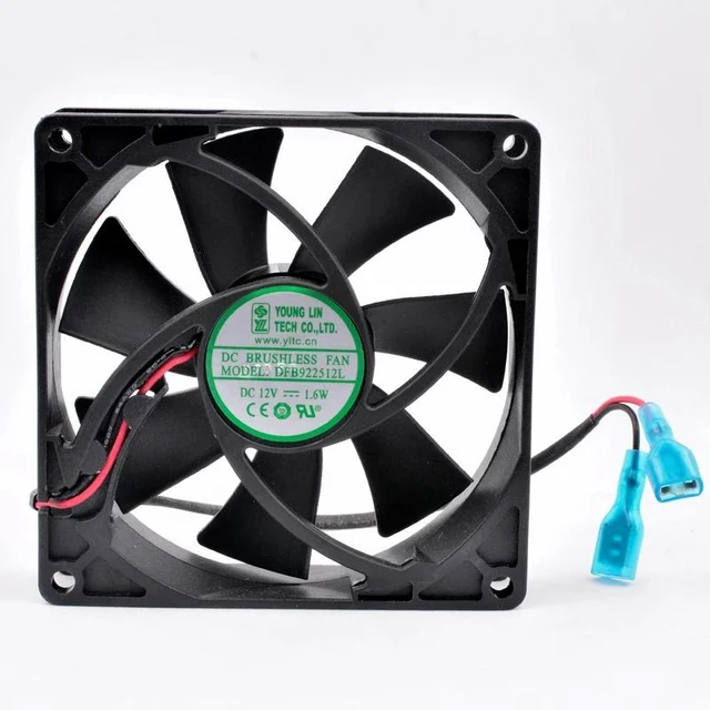Alt view image 5 of 8 - DFB922512L 92mm fan 92x92x25mm DC12V 1.6W 2 wires, double ball bearings, cooling fan for chassis power supply CPU